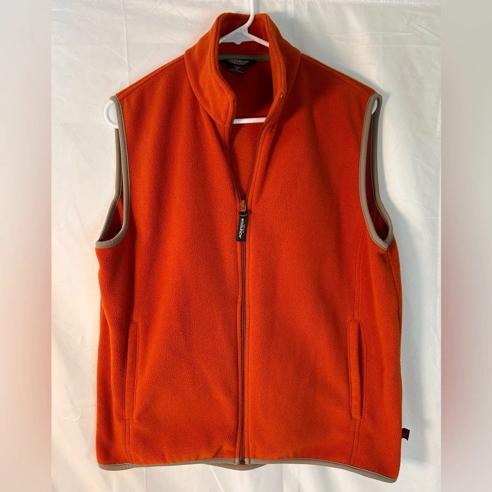 Woolrich Orange Fleece Vest Full Zip‎ and Pockets Women’s Size Large